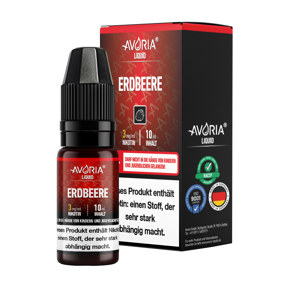 Avoria E-Zigaretten Liquid mit verschiedenen Geschmacksrichtungen und Nikotinstärken