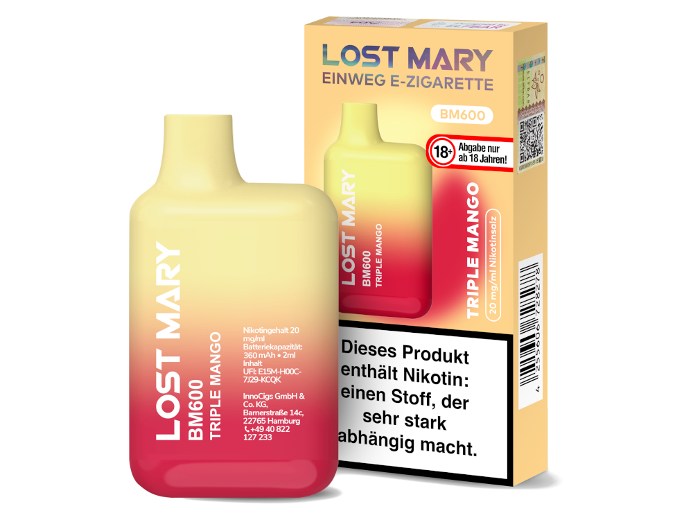 Lost Mary - BM600 Einweg E-Zigarette mit 20 mg/ml Nikotin in verschiedenen Geschmacksrichtungen