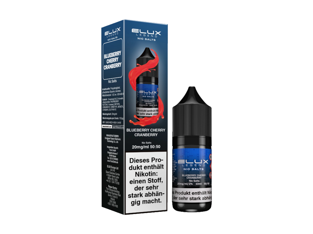 Elux Nikotinsalz Liquid mit fruchtigen und erfrischenden Aromen in verschiedenen Varianten
