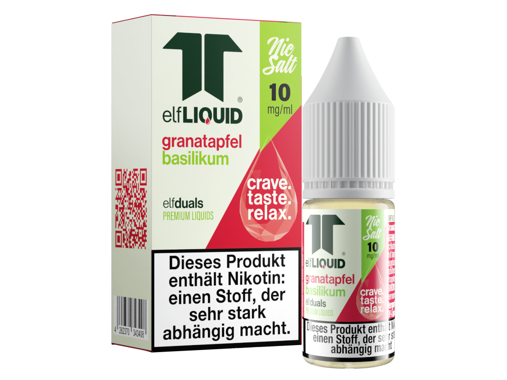 Elf-Liquid Dual Nikotinsalz Liquid mit Blutorange-Kaktus, Granatapfel-Basilikum, Kokos-Ananas & Waldbeere