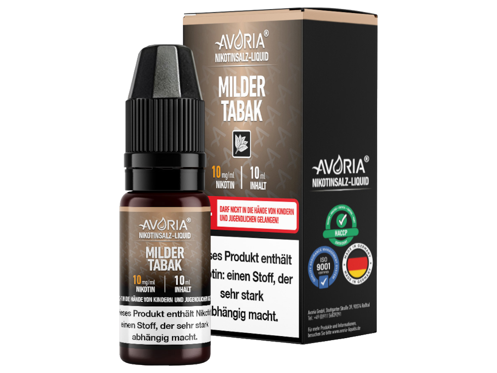 Avoria Nikotinsalz Liquid mit verschiedenen Geschmacksrichtungen in 10 mg/ml und 20 mg/ml