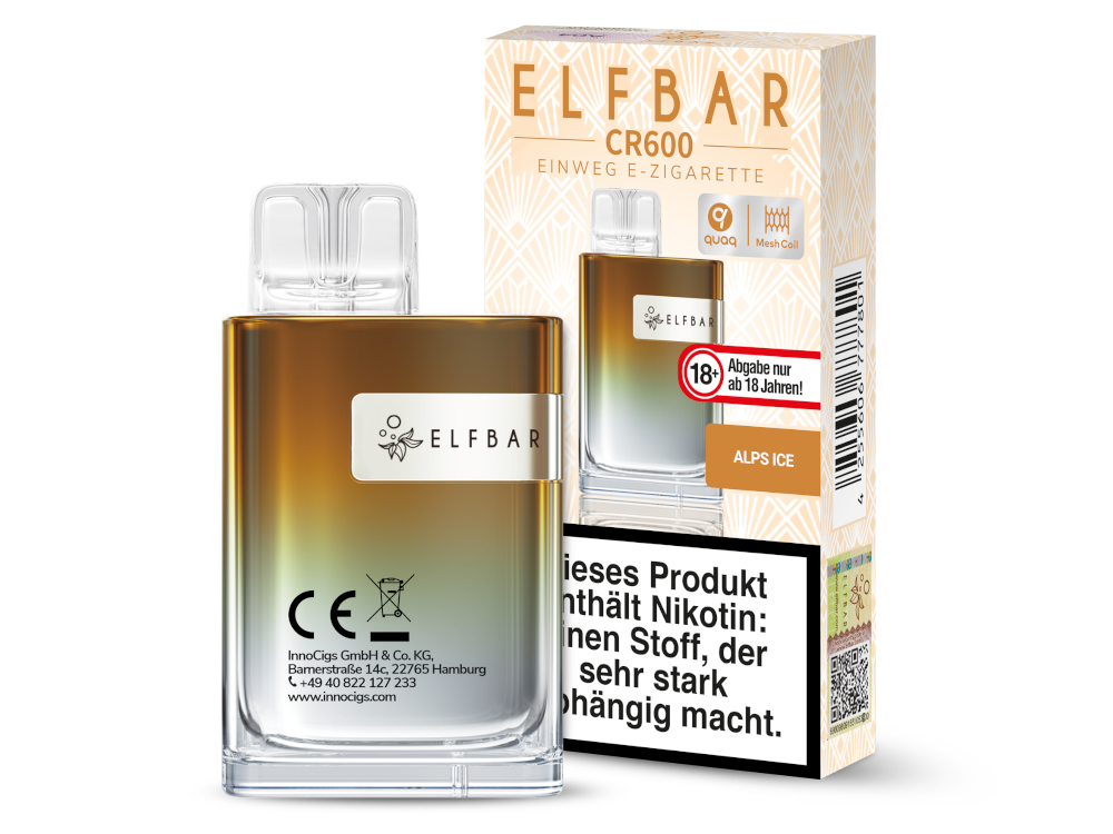 Elfbar CR600 Einweg E-Zigarette 20 mg/ml – Fruchtige und erfrischende Aromen