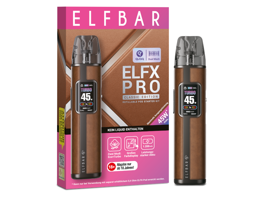 Elfbar - Elfx Pro E-Zigaretten Set mit wiederaufladbarem Akku und integriertem Pod-System