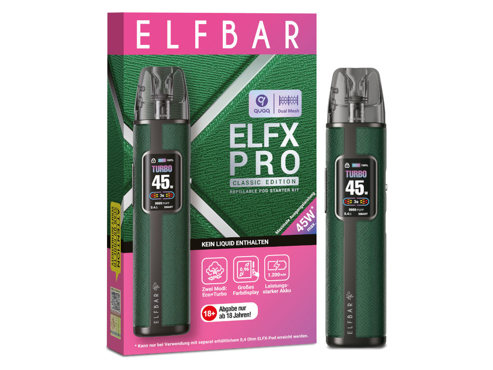 Elfbar - Elfx Pro E-Zigaretten Set mit wiederaufladbarem Akku und integriertem Pod-System