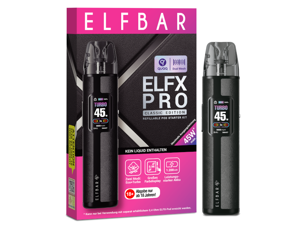 Elfbar - Elfx Pro E-Zigaretten Set mit wiederaufladbarem Akku und integriertem Pod-System