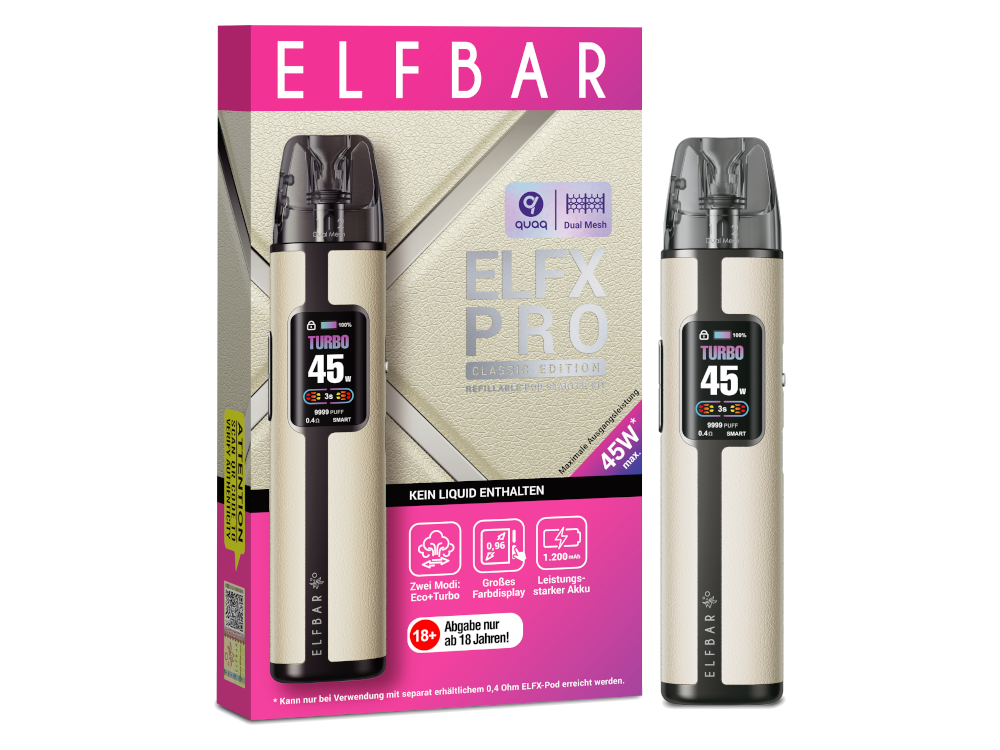 Elfbar - Elfx Pro E-Zigaretten Set mit wiederaufladbarem Akku und integriertem Pod-System