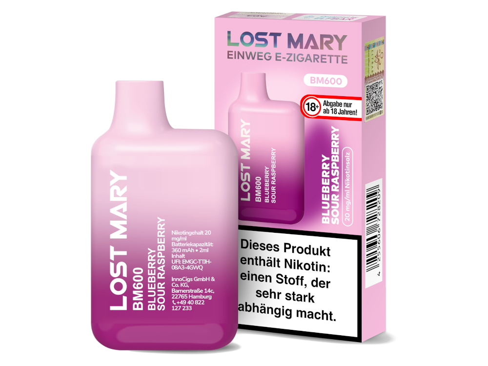 Lost Mary - BM600 Einweg E-Zigarette mit 20 mg/ml Nikotin in verschiedenen Geschmacksrichtungen