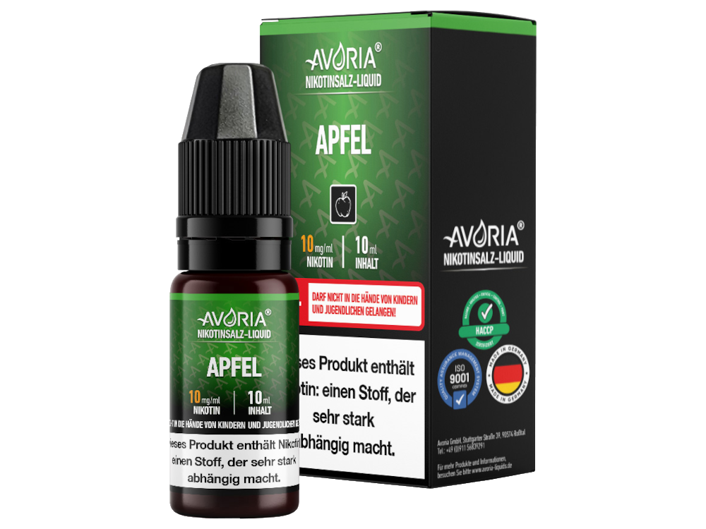 Avoria Nikotinsalz Liquid mit verschiedenen Geschmacksrichtungen in 10 mg/ml und 20 mg/ml