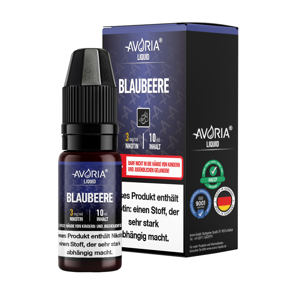 Avoria E-Zigaretten Liquid mit verschiedenen Geschmacksrichtungen und Nikotinstärken