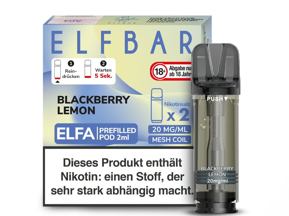 Elfbar Elfa Pod 20 mg/ml und 0 mg/ml – 2 Stück pro Packung, verschiedene Geschmacksrichtungen