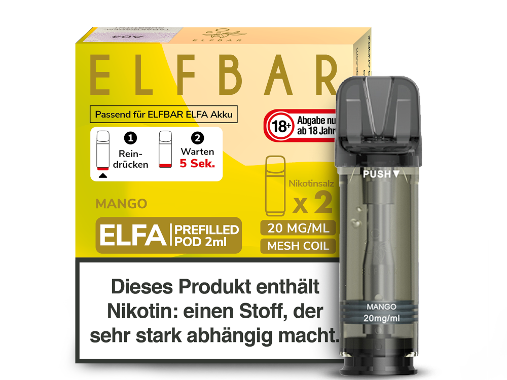Elfbar Elfa Pod 20 mg/ml und 0 mg/ml – 2 Stück pro Packung, verschiedene Geschmacksrichtungen
