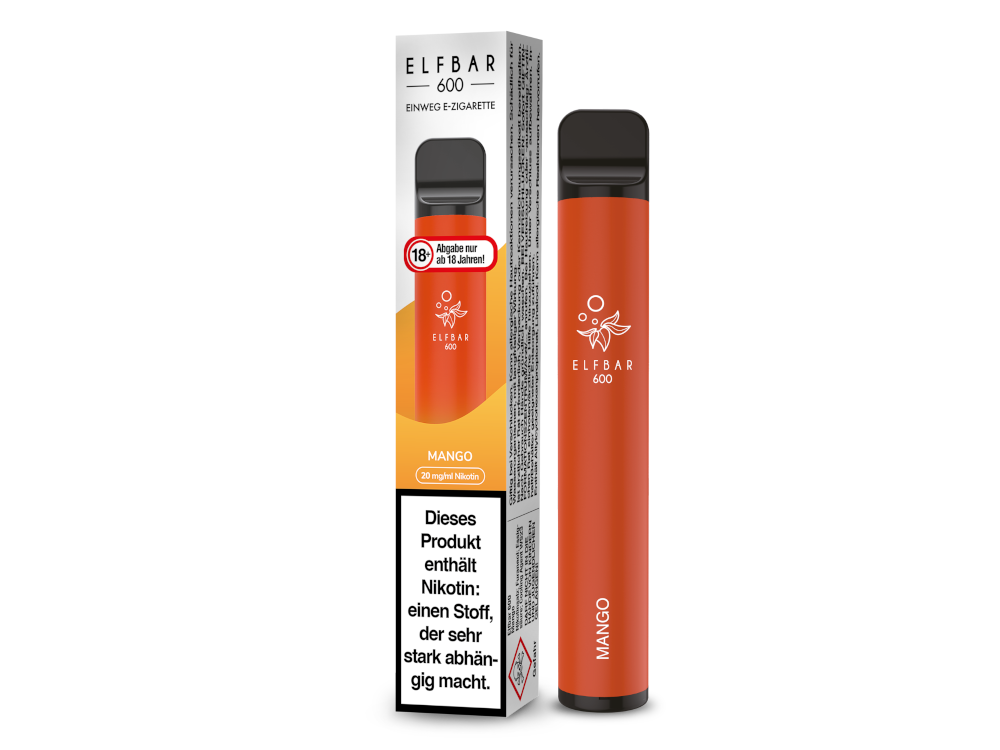Elfbar 600 Einweg E-Zigarette mit 20 mg/ml Nikotin in verschiedenen Geschmacksrichtungen