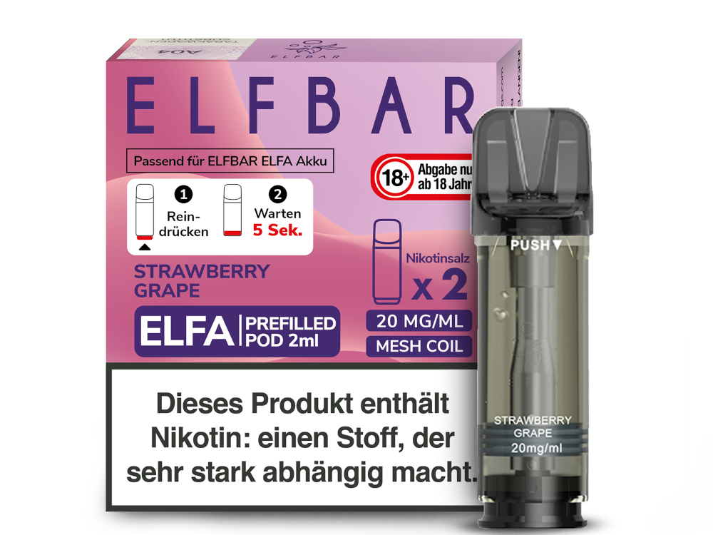Elfbar Elfa Pod 20 mg/ml und 0 mg/ml – 2 Stück pro Packung, verschiedene Geschmacksrichtungen