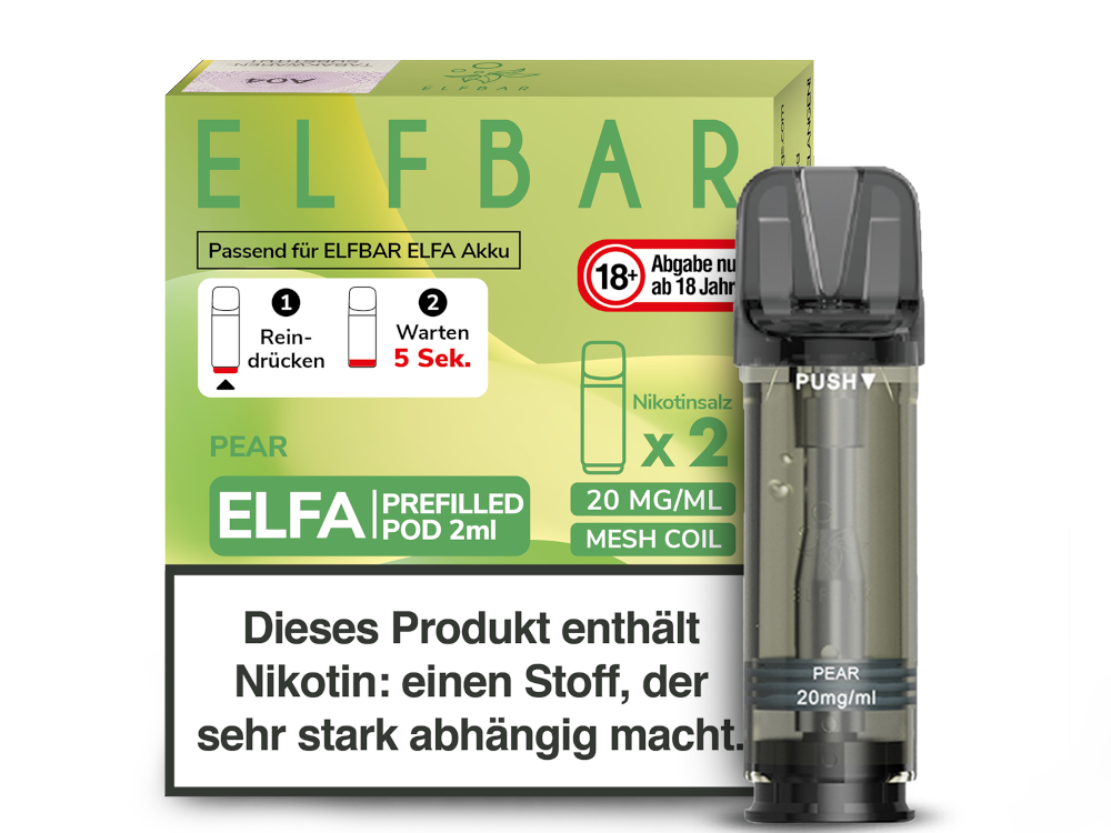 Elfbar Elfa Pod 20 mg/ml und 0 mg/ml – 2 Stück pro Packung, verschiedene Geschmacksrichtungen