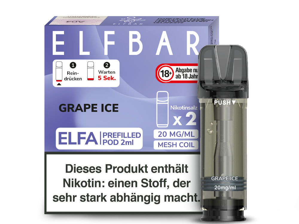 Elfbar Elfa Pod 20 mg/ml und 0 mg/ml – 2 Stück pro Packung, verschiedene Geschmacksrichtungen